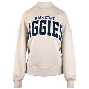 Women's Utah State Aggies Mock Neck Sweatshirt tan